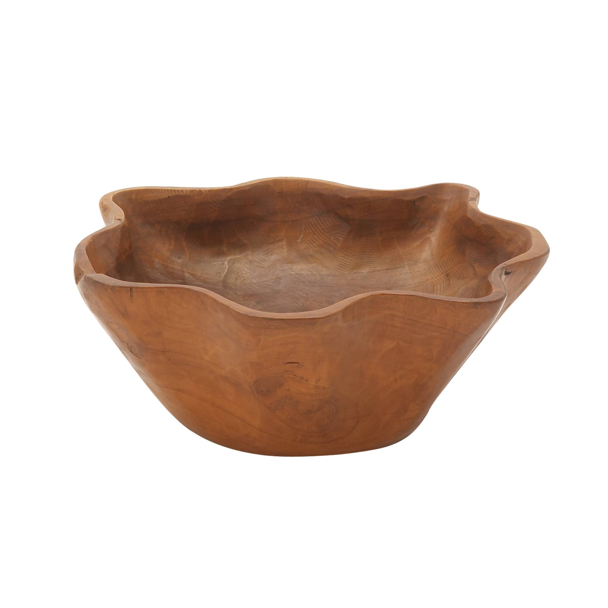 14" Brown Wood Natural Decorative Bowl